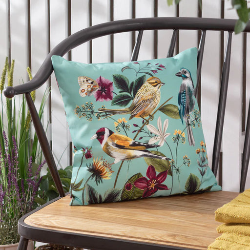 Waterproof Outdoor Cushion, Midnight Garden Birds Design, Multicoloured