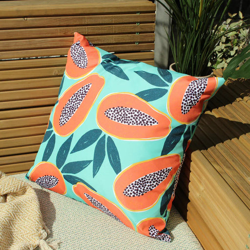 Waterproof Outdoor Cushion, Papaya Design, Aqua