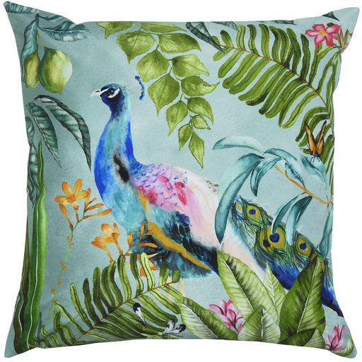 Waterproof Outdoor Cushion, Peacock Design, Multicoloured