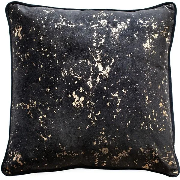 Luxe Black and Gold Cushion with Monochrome Print - 45x45cm