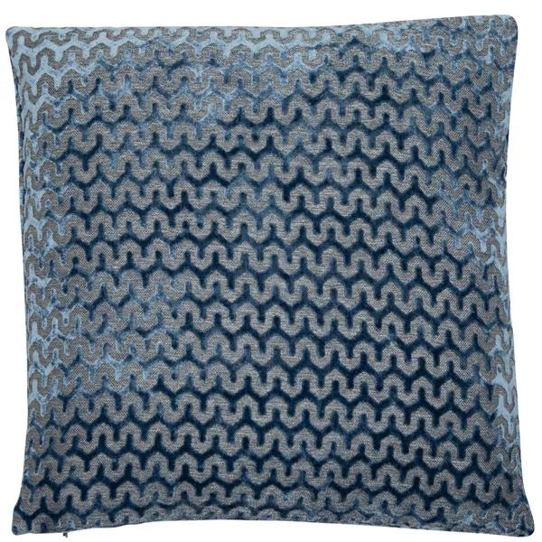 Oslo Blue Luxe Wavy Velvet Cushion - 43x43