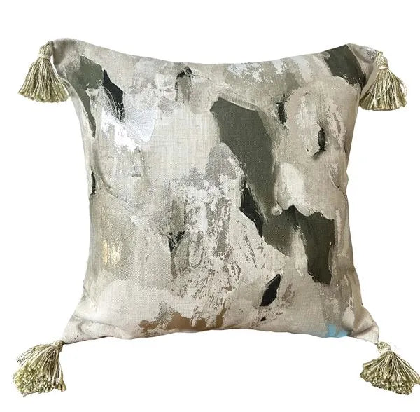 Lea Vision Olive Cushion - Modern Earthy Design with Subtle Metallic Accent - 45 x 45
