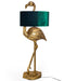 Antique Gold Flamingo Floor Lamp With With Green Velvet Shade - Decor Interiors