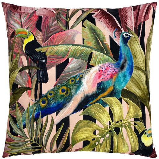 Waterproof Outdoor Cushion, Toucan and Peacock Design, Multi