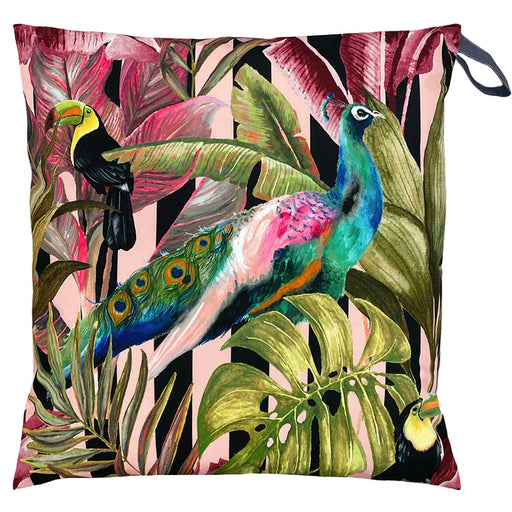 Waterproof Outdoor Cushion, Toucan and Peacock Large 70cm Design, Multi