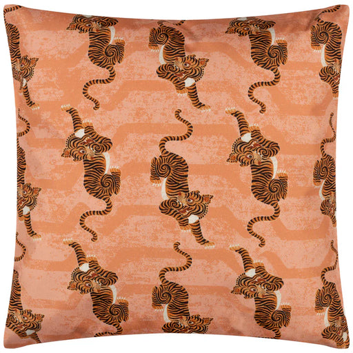Waterproof Outdoor Cushion, Tibetan Tiger Design, Coral