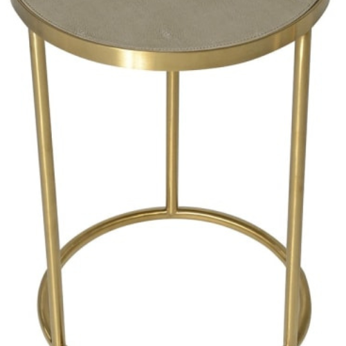 Charleston Nesting Side Tables, Gold Metal, Faux Leather Tops