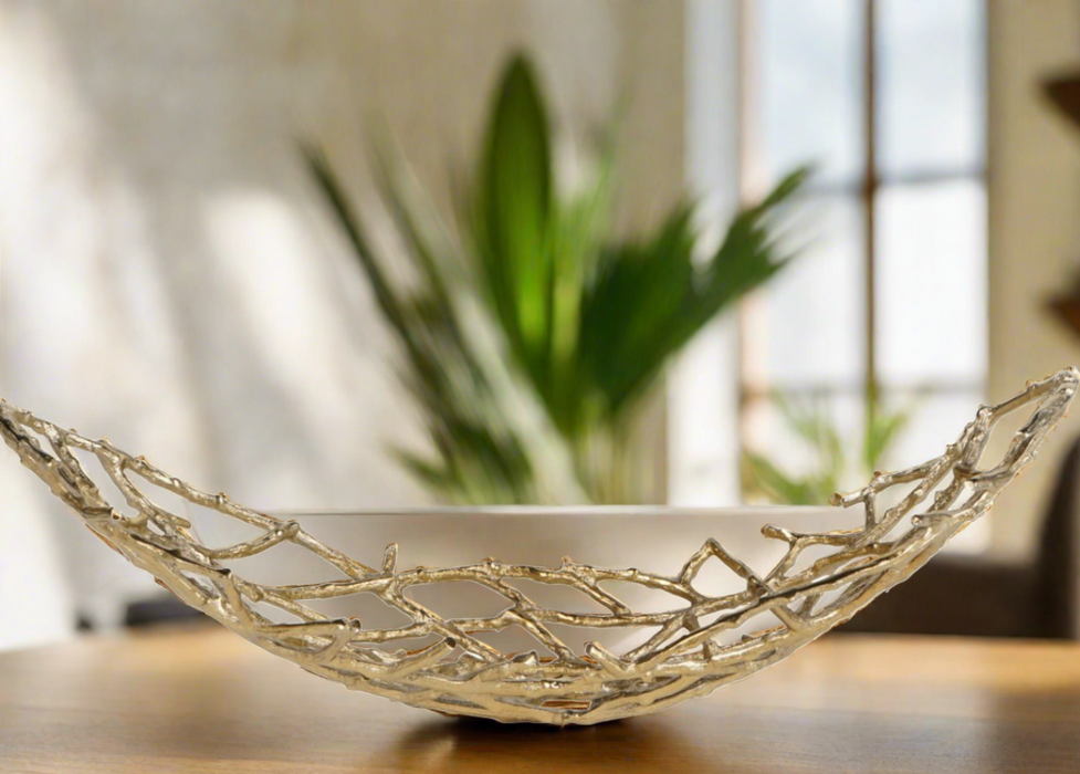 Oval Twig Bowl, Gold,  Large