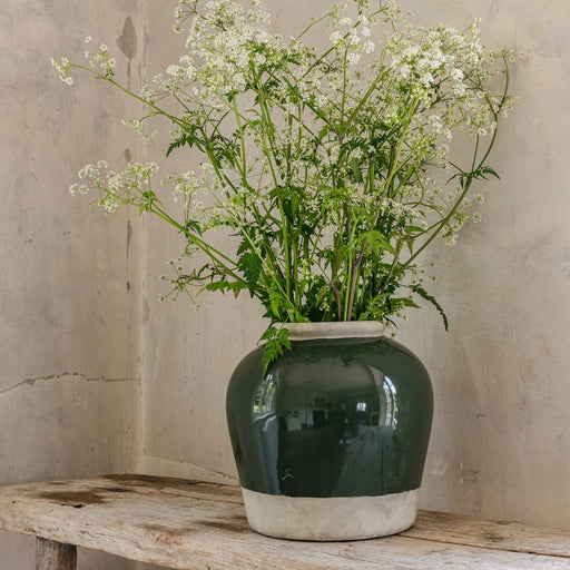 Dallas Vases, Green, White, Stone Urn