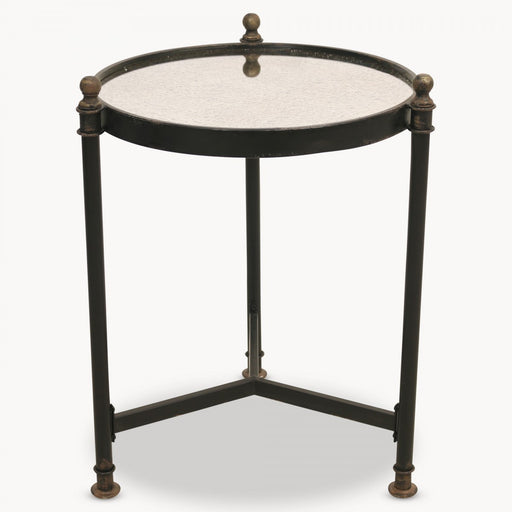 Albion Side Table, Antiqued Mirror, Black Iron 