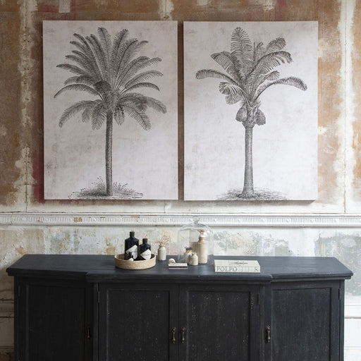 Albion Wall Art, White Fir Wood, Set Of 2, Canvas Palm 