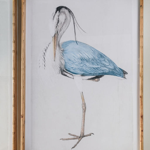 Albion Wall Art, Gold Bamboo, Paper, Set Of 2, Blue, Heron Birds 