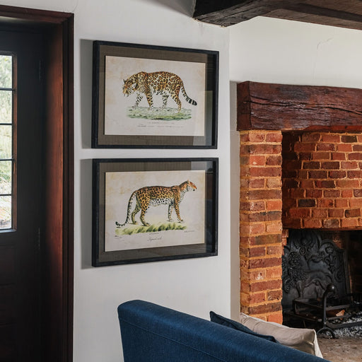 Albion Wall Art, Black Fir Wood, Glass, Set Of 2, Leopard 
