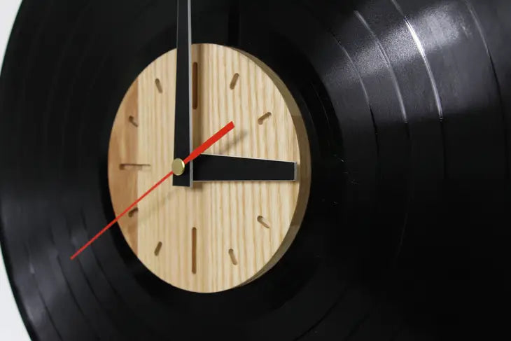 Vinyl Record Wall Clock, Black, Wood