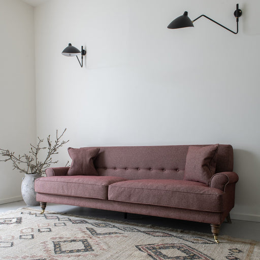 Meridan  Aubergine Sofa, Three Seater, Red, Pine Legs