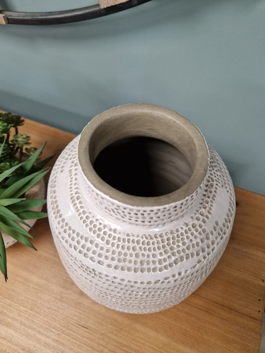 Stem Flower Large Vase, White Design, Stoneware