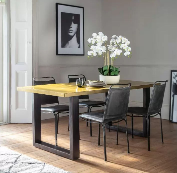 Danbury Dining Table, Black & Gold, Rectangle