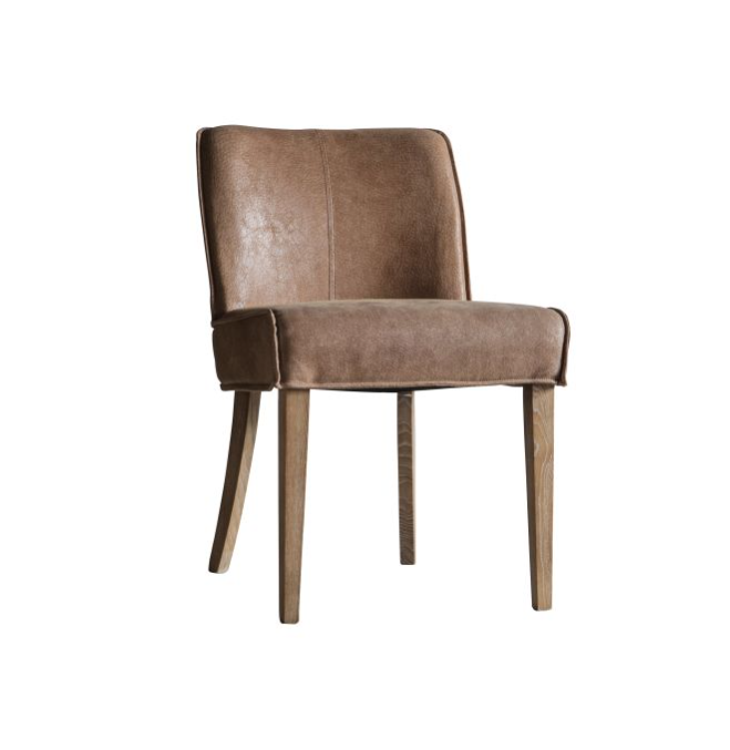 Darby Dining Chair In Brown Leather & Oak Legs - Set Of 2 ( Due back In 26/04/2024 )