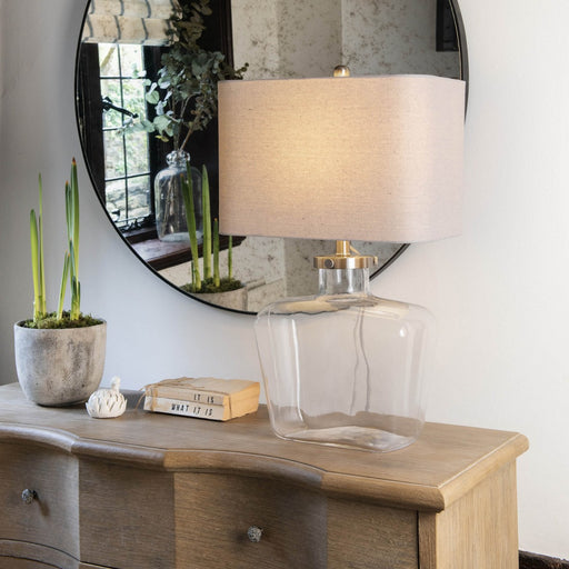 Derby Table Lamps, Fillable Glass, White Linen, Shade