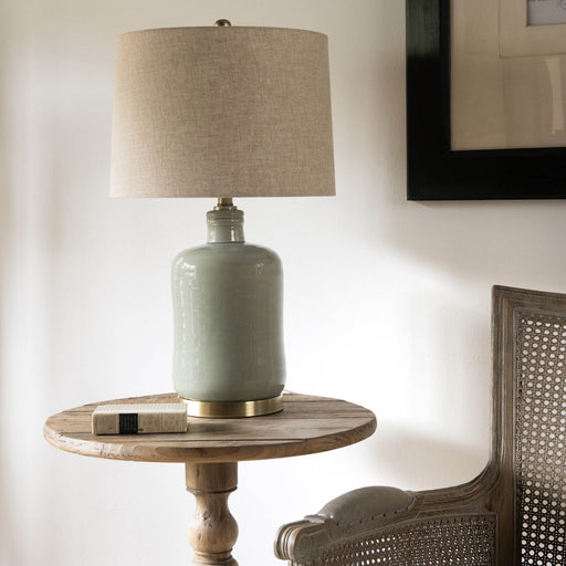 Derby Table Lamps, Natural Linen, Grey Ceramic, Shade