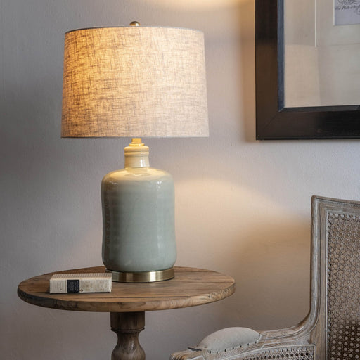 Derby Table Lamps, Natural Linen, Grey Ceramic, Shade