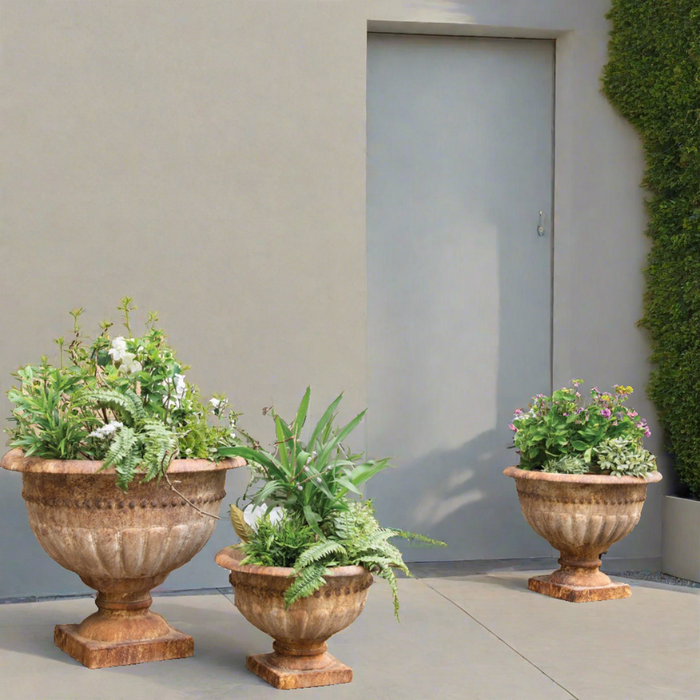 Riva Planters, Copper Iron, Set Of 3, Rusted