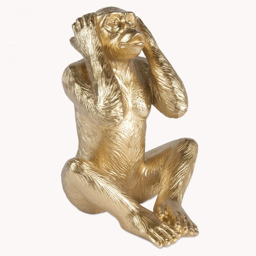 Derby Sculptures, Gold, Hear Monkey