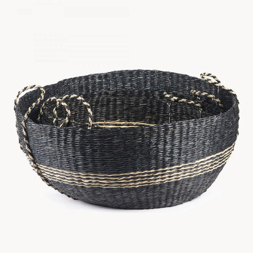 Langham Baskets, Black Seagrass, Set Of 3, Aubergine 