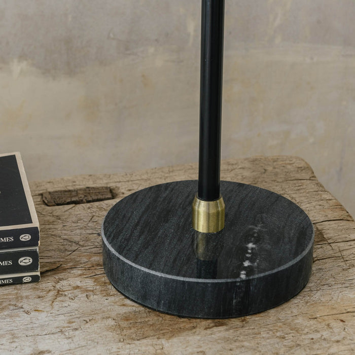 Oslo Table Lamps, Round, Black Marble, Steel, Desk Lamp