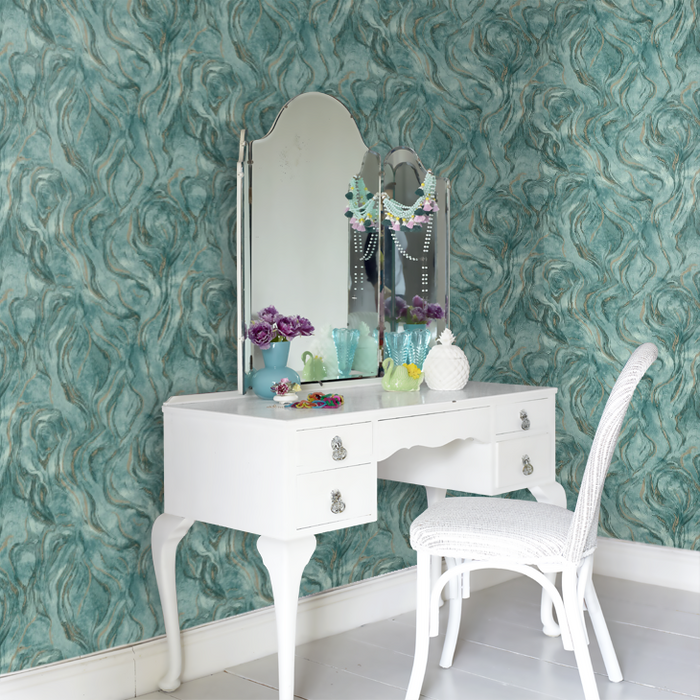 Clarke & Clarke Lusso Wallpaper Collection - Lavico - Teal