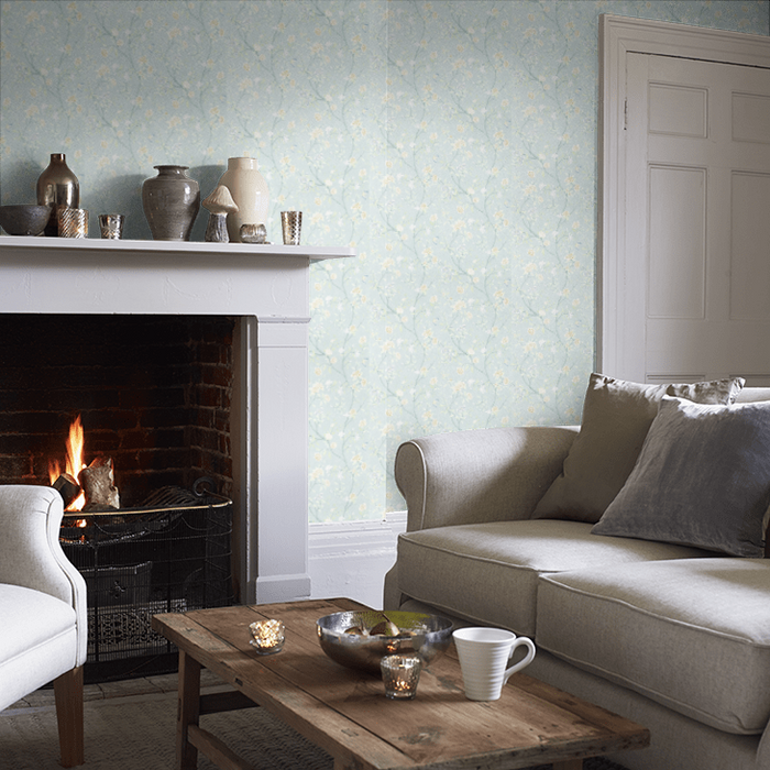 Zoffany Wallpaper - Cotswold Manor - Nostell Priory - Blue/ Ivory