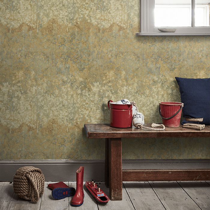 Zoffany Wallpaper - Cotswold Manor - Belvoir - Blue / Amber