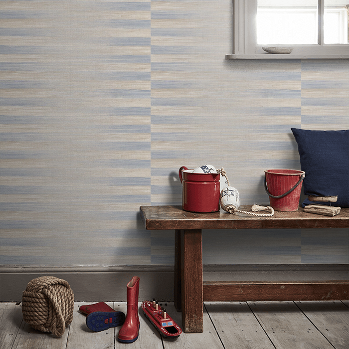 Zoffany Wallpaper - Kensington Walk- Kensington Grasscloth - Indigo Wash