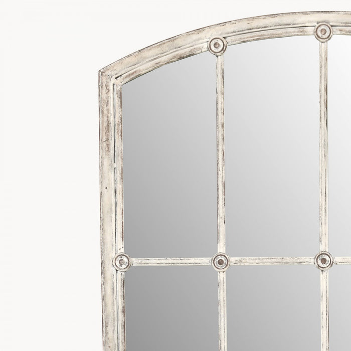 Fairmount Wall Mirror, White Iron, Rectangular, Distressed   