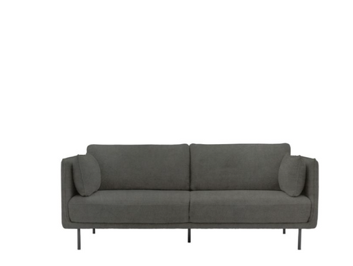 Chiswick 3 Seater Sofa, Truffle Velvet Fabric, Slim Arms, Black Metal Legs, Side Cushions