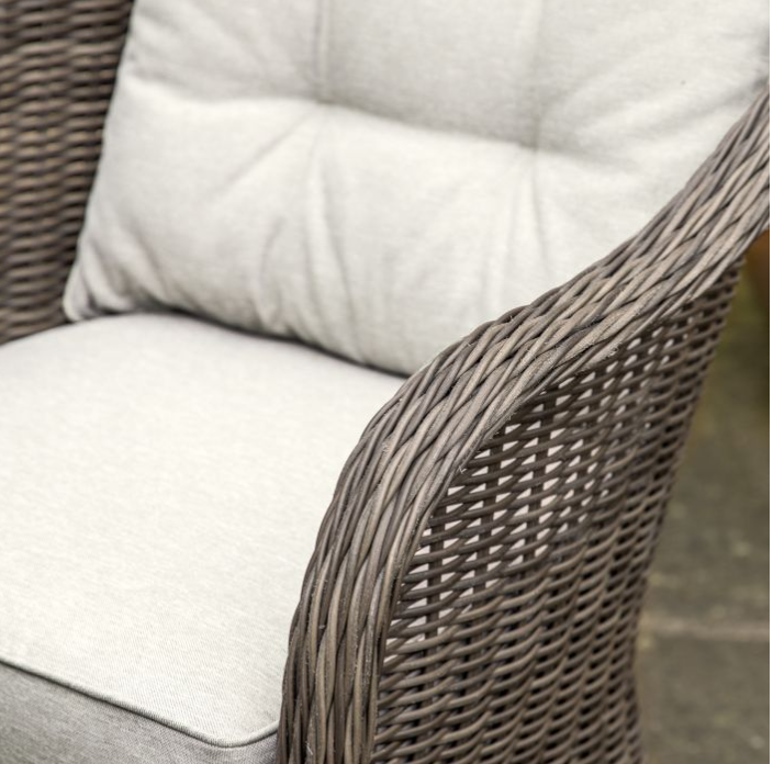 Marlow Garden Furniture Bistro Set, Natural Rattan, Off White Cushions, 3 Piece
