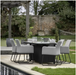 Waltham Grey Garden Furniture Dining Set, 6 Seater, Fire Pit Table Slate