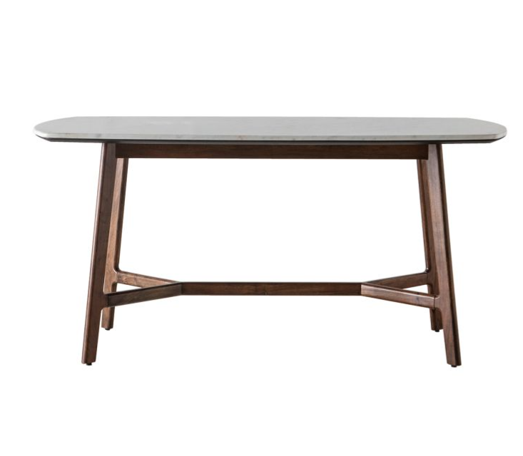Akari Dining Table, Walnut, Solid White Marble