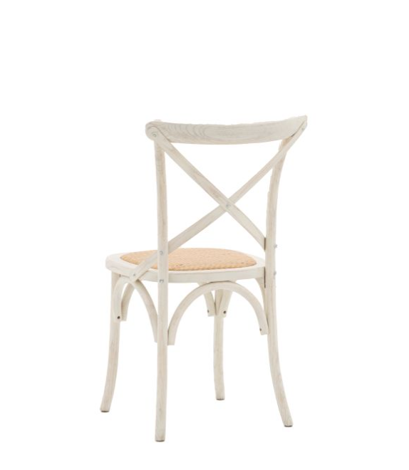 Paris Dining Chair With White Rattan Seat & White Wood Frame - Set of 2