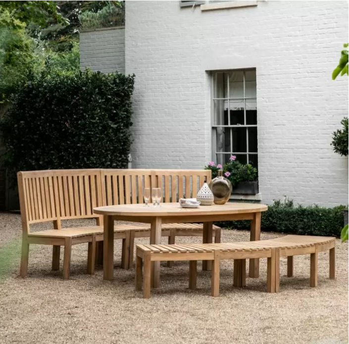 Woodcroft Garden Dining Table, Oval, Natural Teak