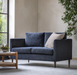 Charlesville 2 Seater Sofa, Charcoal Grey fabric, Cushions, Wooden Legs