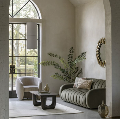 Milan 3 Seater Sofa, Moss Green Fabric, Retro Designs, Cushions