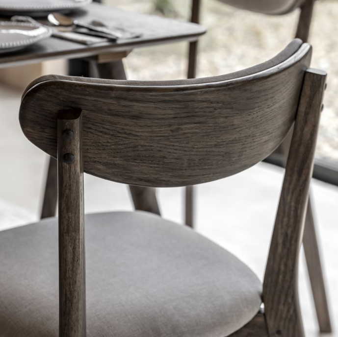 Berkeley Dining Chair In Grey Fabric & Walnut Legs - Set Of 2