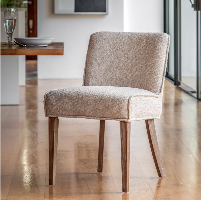 Darby Dining Chair In Taupe Fabric & Teak Wood Legs - Set of 2 ( Due back In 22/04/2024 )