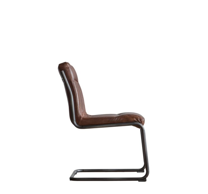 Naples Dining Chair With Tan Leather & Black Iron Frame