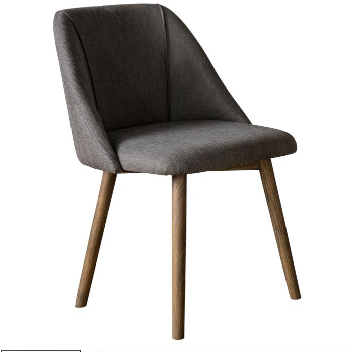 Elderwood Dining Chair In A Grey Slate Linen & Ash Wood Legs - Set of 2