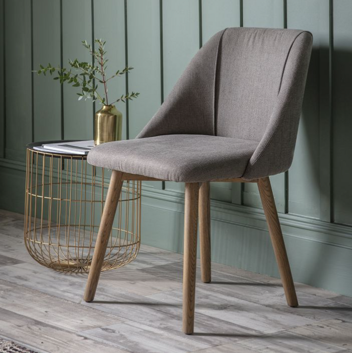 Elderwood Dining Chair In A Grey Slate Linen & Ash Wood Legs - Set of 2