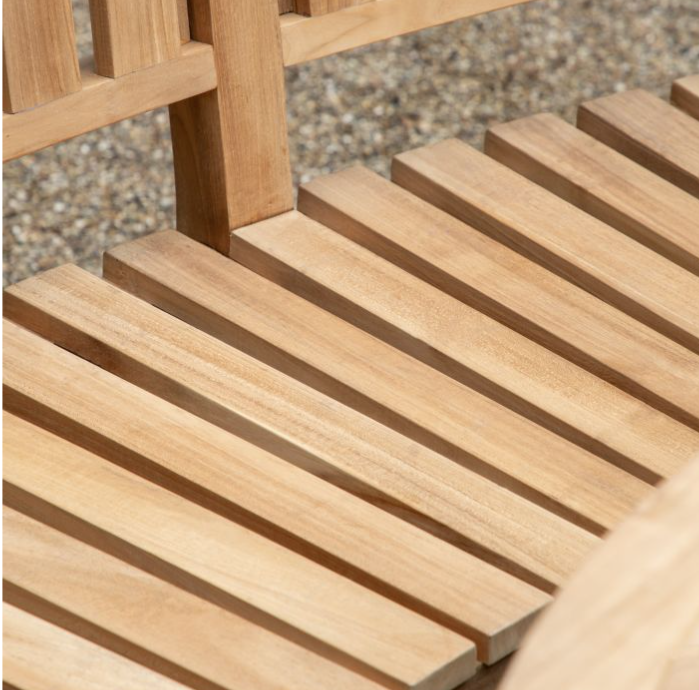 Champillet Tall Outdoor Bench, Natural Teak Wood