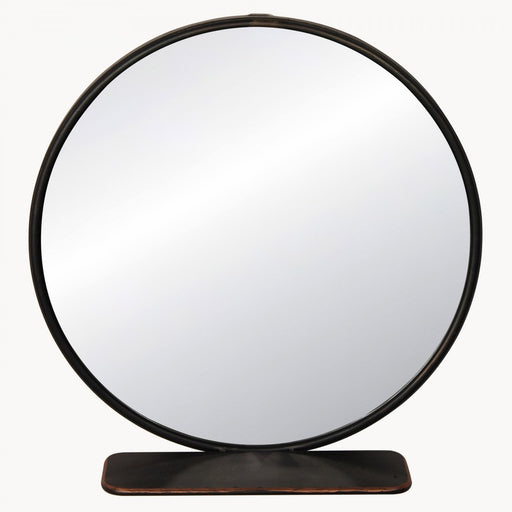 Marlow Wall Mirror, Black Metal, Round, Shelf Mirror