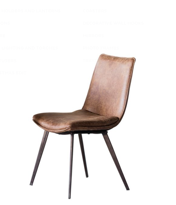 Christchurch Brown Leather Dining Chairs With Metal Legs - Set Of 2